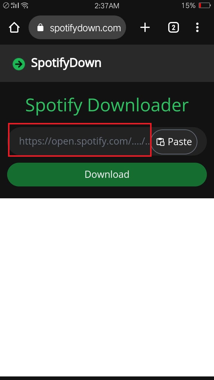 paste the link on spotify song