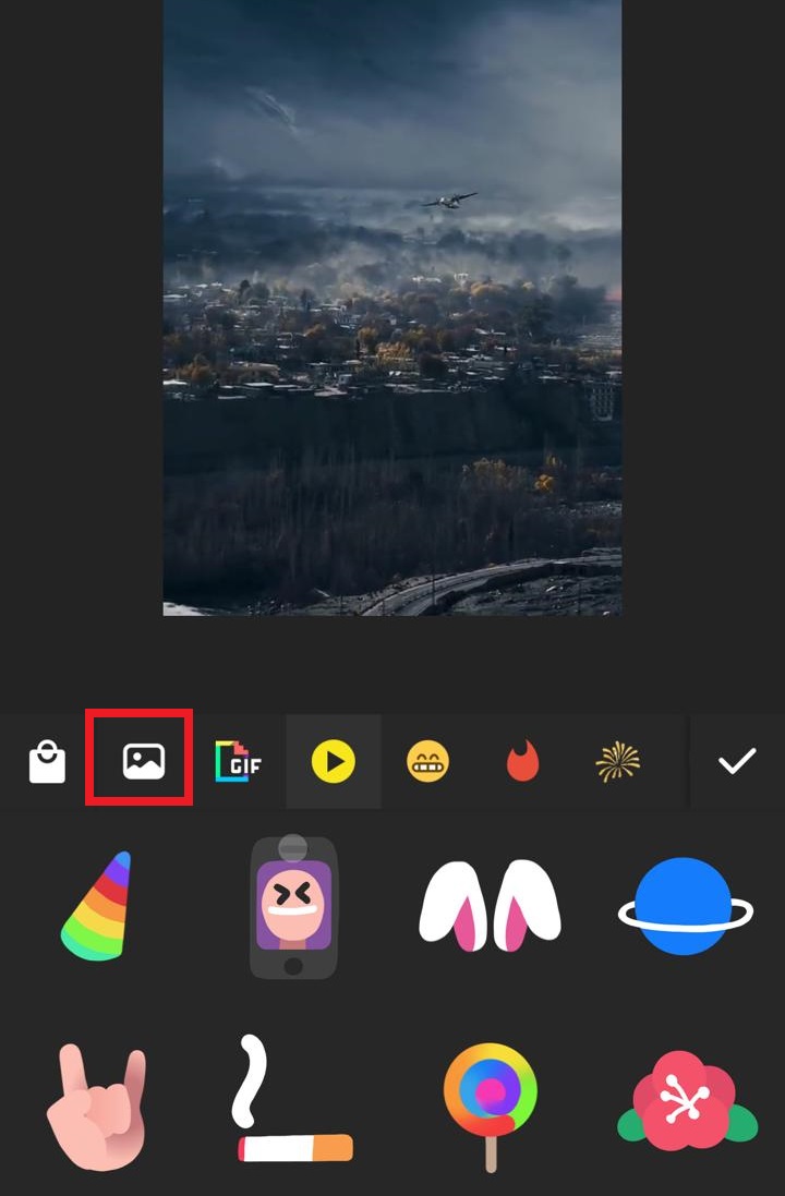 Tap on galary or image icon