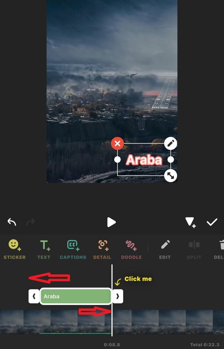 extent it to the end to visible text through out the whole video